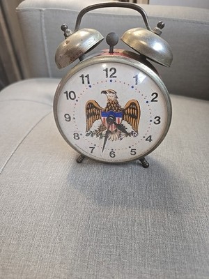 Vintage Robert Shaw Lux Alarm Clock American Eagle Americana 2 Bell ~ UNTESTED 