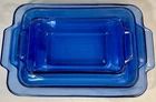 Anchor Hocking Cobalt Blue Glass Vintage Baking Dish Set of 3 Oven Bakeware USA
