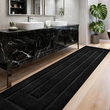 HOMORE Long Bathroom Runner Rugs,24x80 Non Slip Absorbent Black Bath Rug