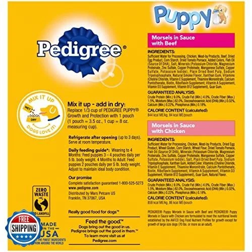 Pedigree Puppy Soft Wet Dog Food 8-Count Variety Pack, 3.5 Oz Pouches, 8 Coun - Image 2 of 4