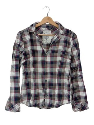 CAMPUS Karobluse Damen Bluse Gr. DE 34 blau-weiß Casual-Look
