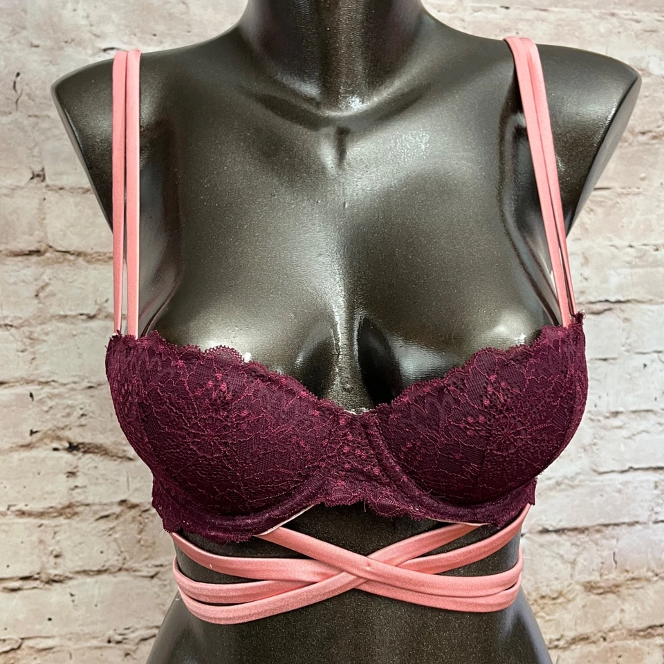 Sujetador Push Up Jaula Acolchada con Tiras Push-up Fecha Pink by VS 32B Púrpura Foto 3 de 4
