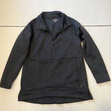 LL Bean Women's Quilted Quarter-Zip Pullover Medium 516002 Black Sweater