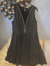 Express Black Shiffon Cocktail Dress With Gold Dots Size 12