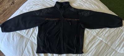 Harley Davidson FXRG Vintage Mens L Black Full Zip Padded Fleece Riding Jacket