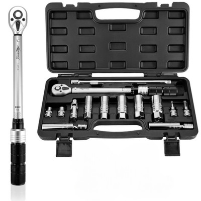 Juego 14pcs Dados Magnéticos Giratorios 3/8'' con Llave de Torque y Extensión