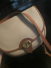 Dooney Bourke Beige/Brown Crescent Crossbody Bag Turn Lock Detachable Strap