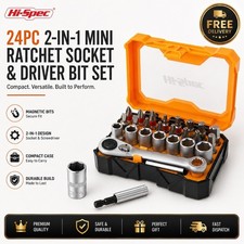 24pc Mini Ratchet Socket Set 1/4" Drive Screwdriver Bit Kit CR-V Steel Tool Set
