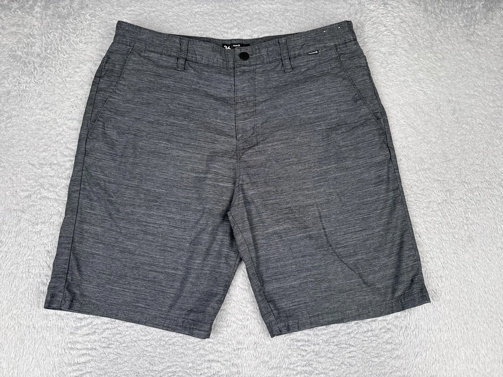 Hurley Shorts Men 36 Gray Microfiber Chino Flat Front 10" Quick Dry Casual Skate