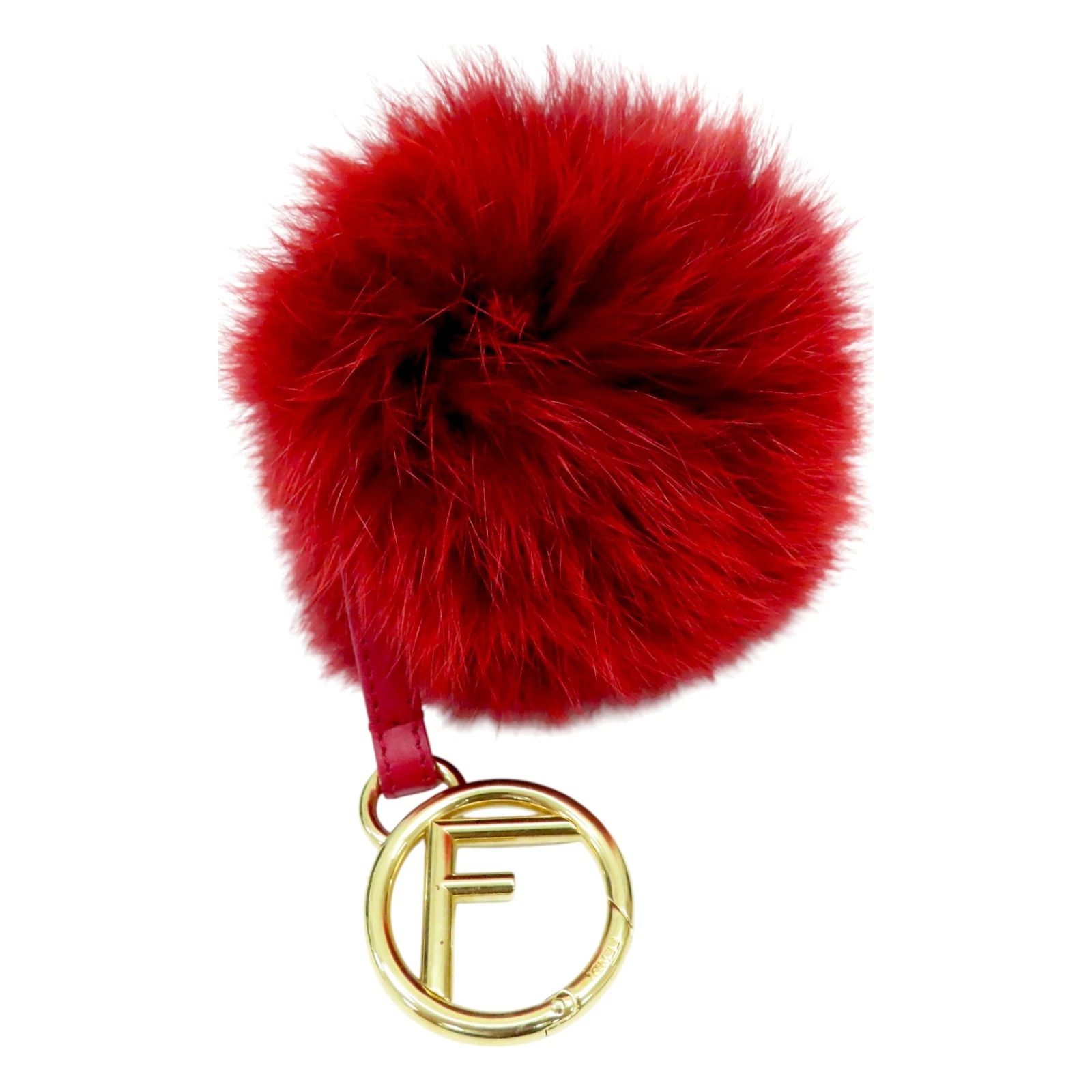FENDI Pom Borsa Charm Pelliccia Ecopelliccia Rosso
