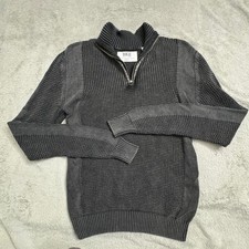 BKE Men's Sweater Size Small Charcoal Grey Long Sleeve Quarter Zip