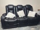 Tech 8 Electric Recliner Sofa Smart Cinema 3 Seater Black Massager, USB, LED
