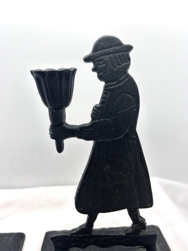Vintage Black Cast Iron Pilgrim He and She Candlestick Holders - Picture 5 of 8