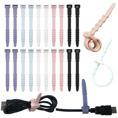 Silicone Zip Ties, Reusable Zip Ties, 20pcs Rubber Cable Ties Straps for Wire...