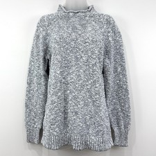 LL Bean Roll Neck Sweater Womens M Marled Fisherman Nautical Preppy Oarsman