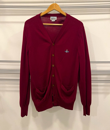 Vivienne Westwood, Vintage Vivienne Westwood Herren Cardigan Strickjacke Wolle Bordeauxrot L V-Neck