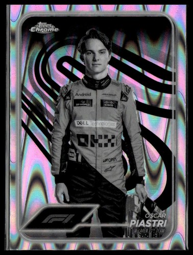 2024 Topps Chrome Formula 1 #8 Oscar Piastri Black And White RayWave Refractors