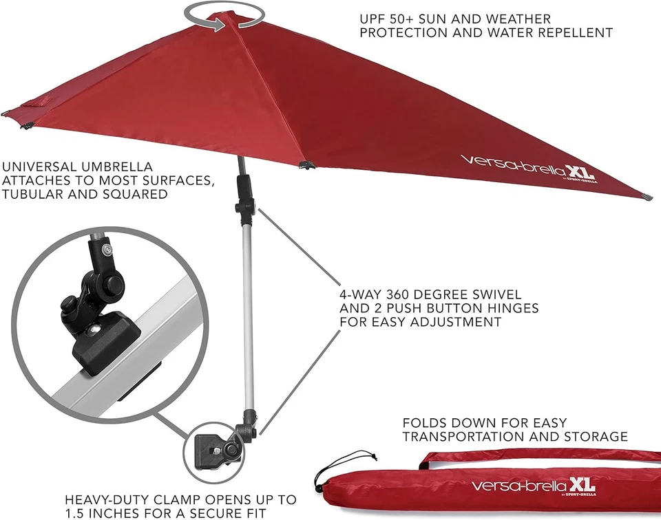 XL Sport-Brella Versa-Brella FPS 50+ Paraguas Ajustable con Abrazadera Universal Foto 2 de 4