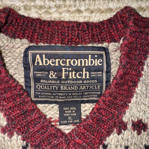 Vintage 90s Abercrombie Wool Ski Cabin Winter Cozy The Big Sweater Gr. XL Extra Large - Bild 3 von 9