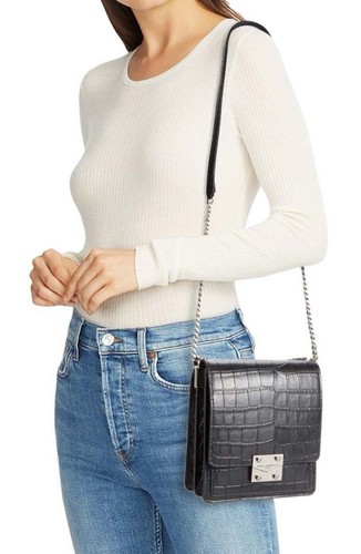 Neu Karl Lagerfeld Paris Corinne geprägte Leder Umhängetasche Handtasche mit Etikett - Bild 1 von 4