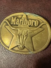 Marlboro Solid Brass Belt Buckle Vintage 1987 Philip Morris (b)