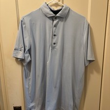 Greyson golf polo blue stripe size large logo