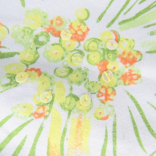 ALFRED DUNNER Cotton Top L Square Neck Floral Sequins Front Short Sleeves - Picture 8 of 8