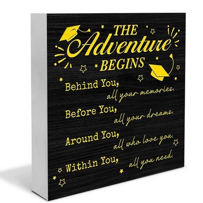 2D Graduation Season Farewell Sign Adventure Begin Wooden Sign Gift for Graduate