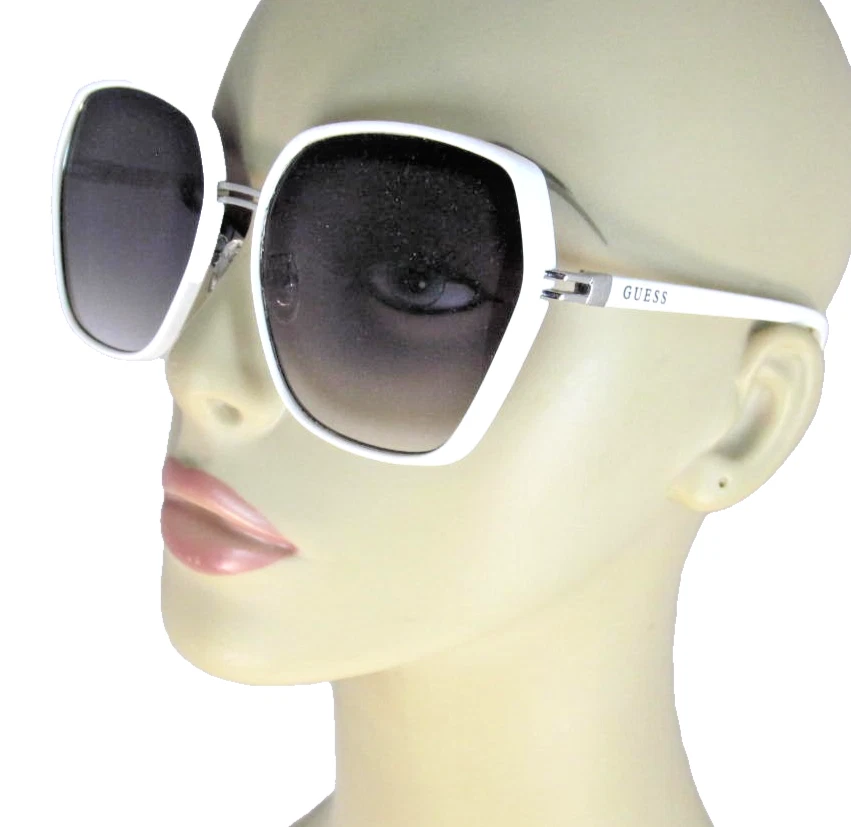 Occhiali Da Sole Donna GUESS GU7662 - Moda Acetato Bianco Con Lenti Grigie, Una Misura