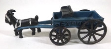 Vintage 1930s Cast Iron Goat Express Delivery Wagon Toy, 8"