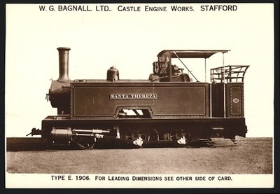 Fotografie britische Eisenbahn, Dampflok Santa Thereza Type E 1906, W.G. LTD Ca 