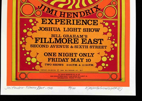 Jimi Hendrix Poster Fillmore East 1968 New Artist Edition Hand-Signed David Byrd - 第 6/11 張圖片