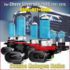 Combo Halogen Bulbs Kit Headlight Fog Light For Chevy Silverado 1500 2007-2015