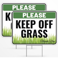 2 PCS 12x9 inch "Keep Off Grass" Sign with Metal Stakes Corrugated Plastic
