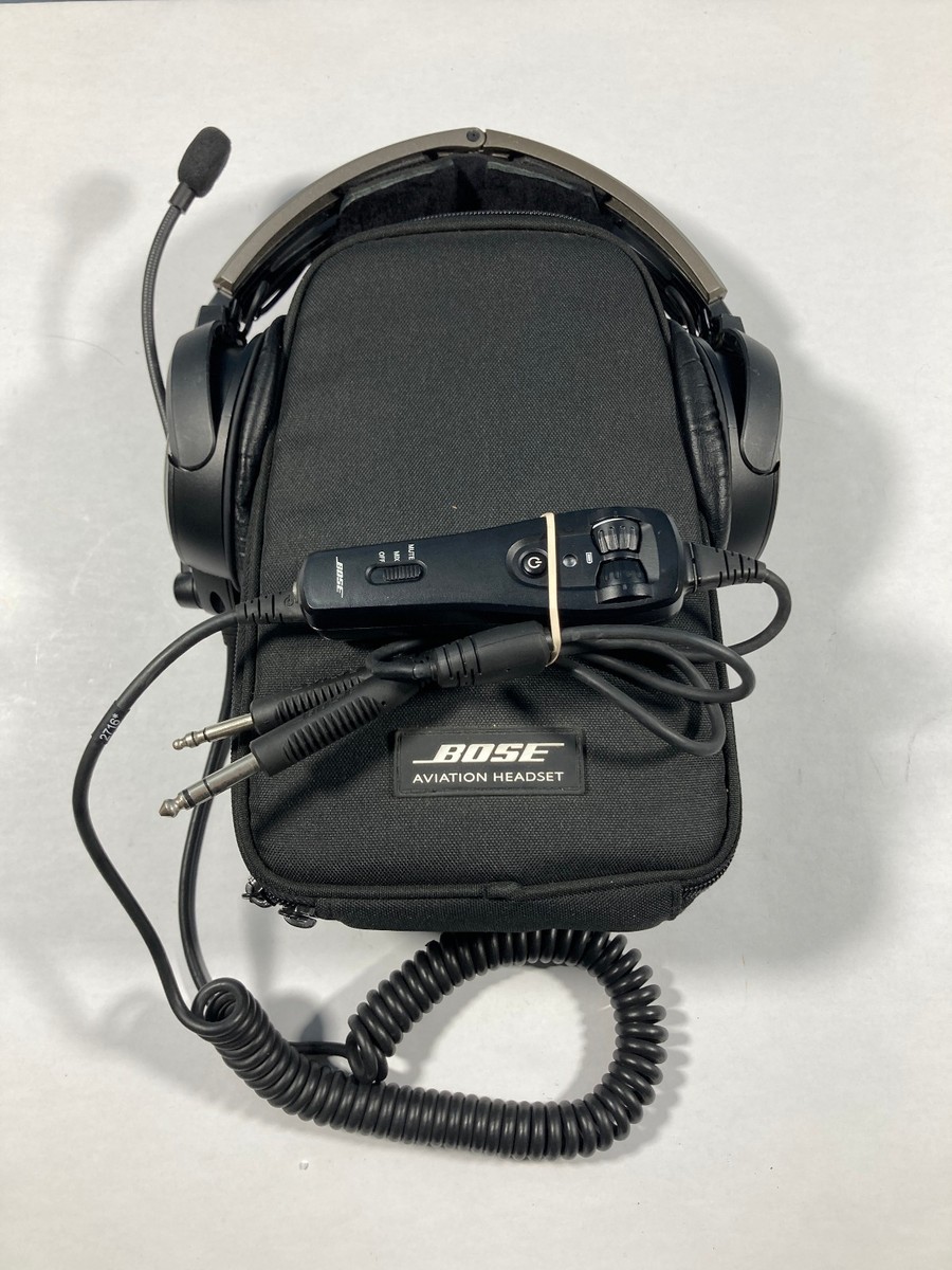 Bose A20 Aviation Headset Dual GA Coiled Cable Plug with Soft Case