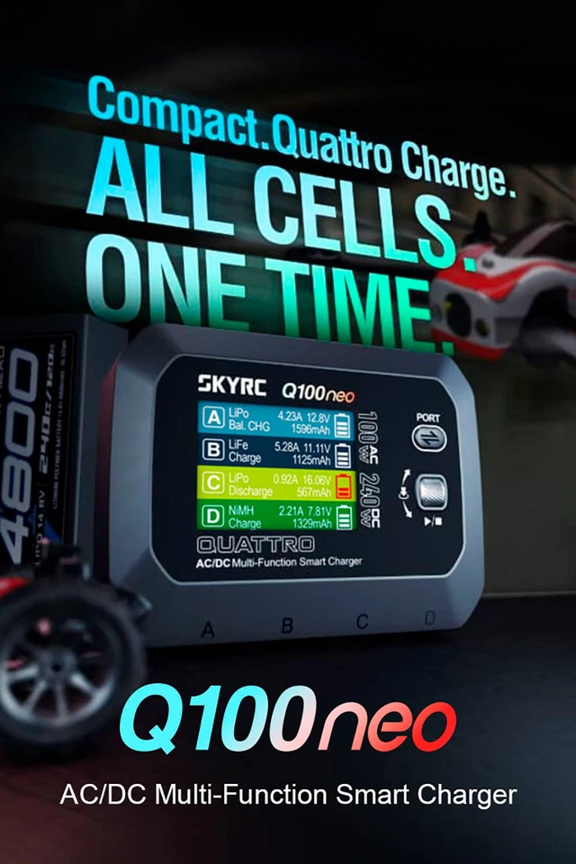 SKYRC Q100neo AC/DC Smart Battery Charger 1-4s LiPo/LiFe/Lilon Balance Charger - Image 2 of 4