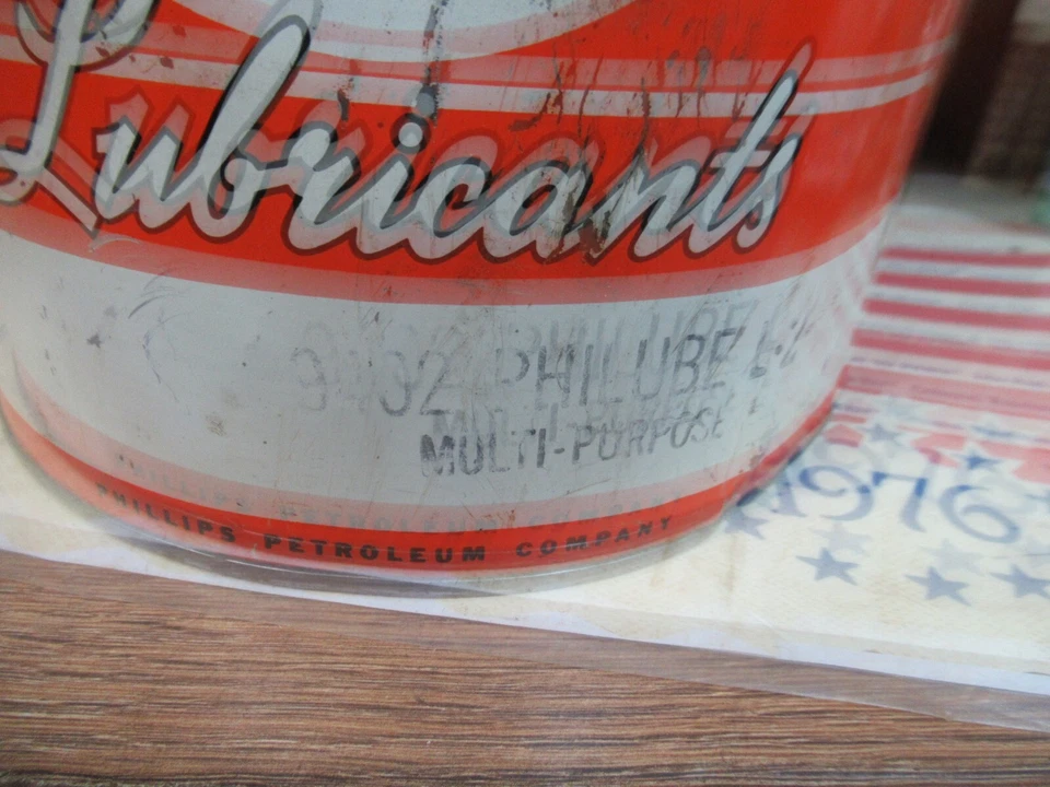 Lubricante Phillips 66 vintage VACÍO 10 libras grasa publicidad lata philube Foto 4 de 4