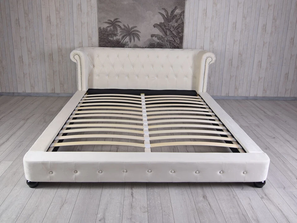 Samt Bett 180 x 200 cm Doppelbett Landhausstil Ehebett Jugendbett Partnerbett  - Bild 4 von 4