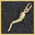 18k 750 Real Yellow GOLD Italian Horn Cornicello Lucky Good Luck Pendant Charm