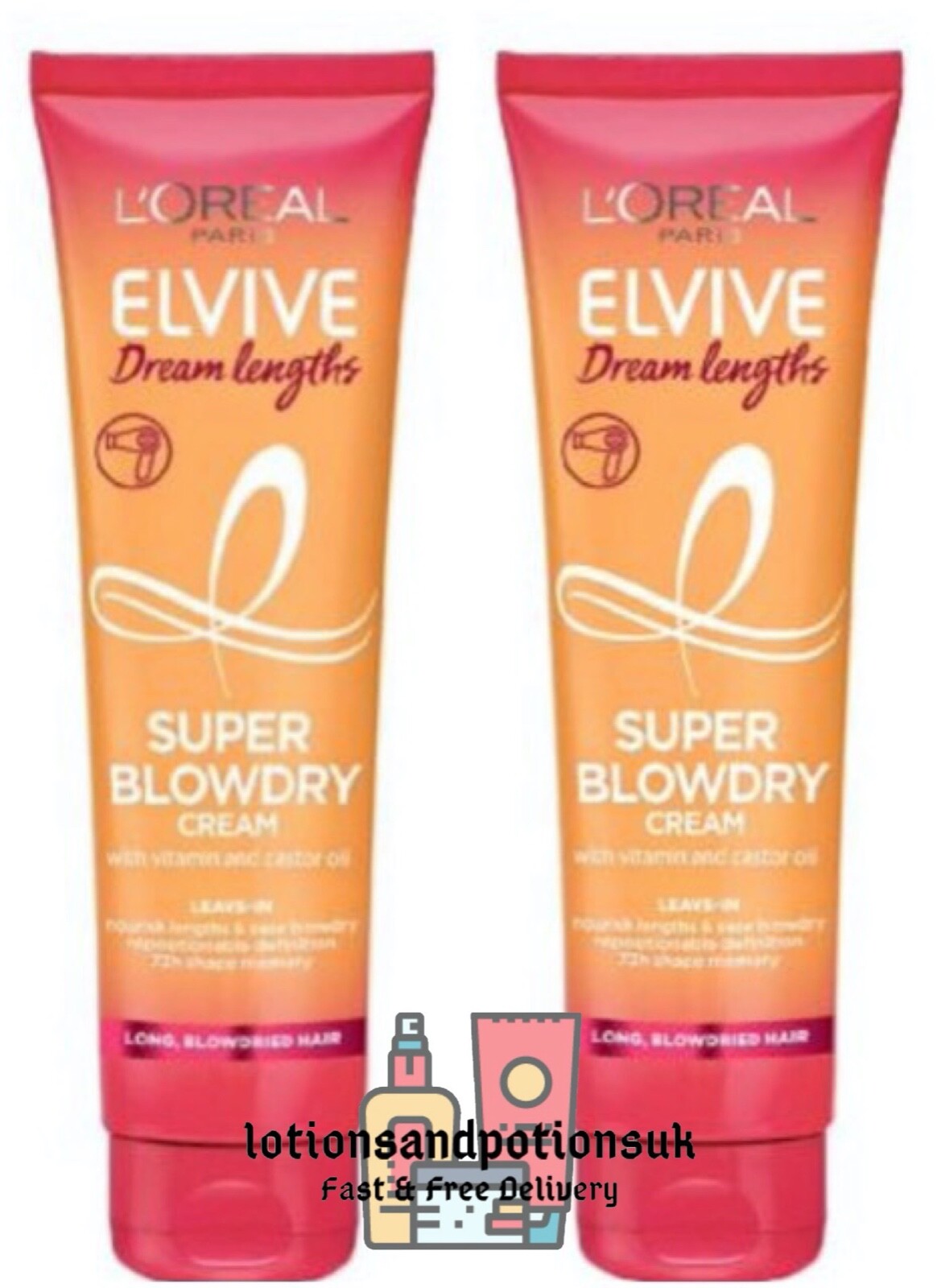 2 X L'Oreal Dream Lengths SUPER BLOWDRY CREAM 150ML