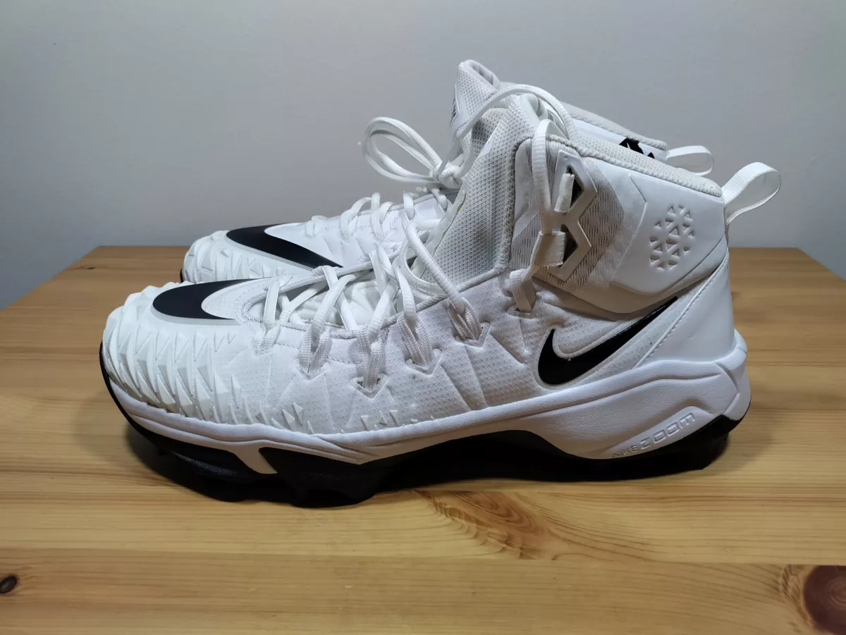 Nike FORCE SAVAGE PRO SHARK Rubber Cleats WHITE BLACK 923311 101 Size 16 Wide