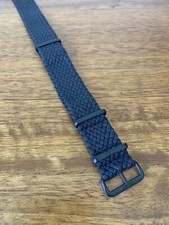 Blacked Out Woven Nylon One-Piece Watch Strap 20mm Black