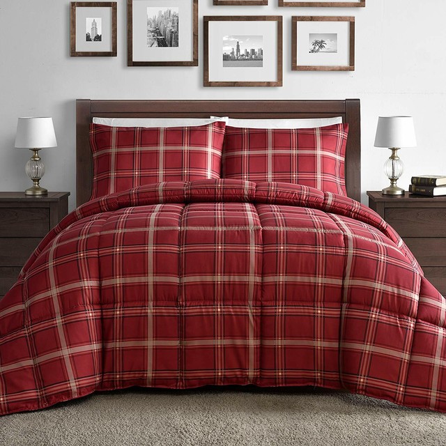 5 Piece Bed In A Bag Twin Comforter Set Red Sheet Set Grey Walmart Com Walmart Com