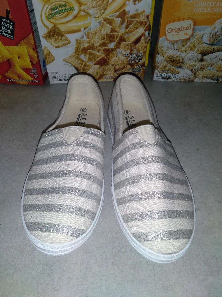 Serra ladies memory foam canvas slip ons cheap