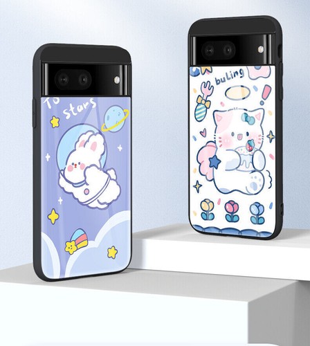 Tempered Glass Rabbit Cat Cover Case For Google Pixel 9 8 7 6A 8A 7A Asus ROG 7 - 第 15/37 張圖片
