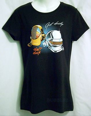 Get Ducky Lucky Black Fitted Women XL TeeFury Daft Punk Daffy Donald Duck Disney