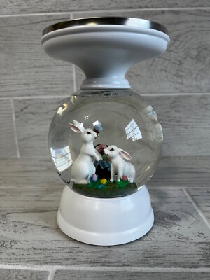 Bath & Body Works BunnyRabbit LightUp WaterGlobewButterflies 3Wick CandleHolder