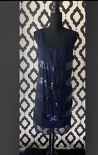 Women Blue Sequin Dress Size M Color Blue