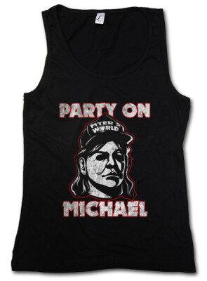 PARTY ON MICHAEL DAMEN TANK TOP Halloween Myers Waynes H20 Wayne's Fun World