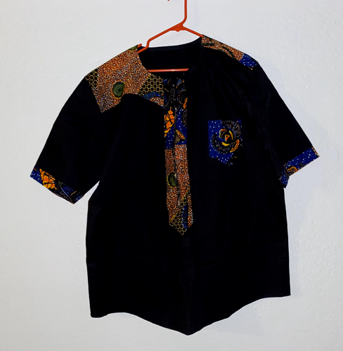 RARE Homemade Hand Home made shirt top 2XL XXL 3XL African Ghana Africa motif GH